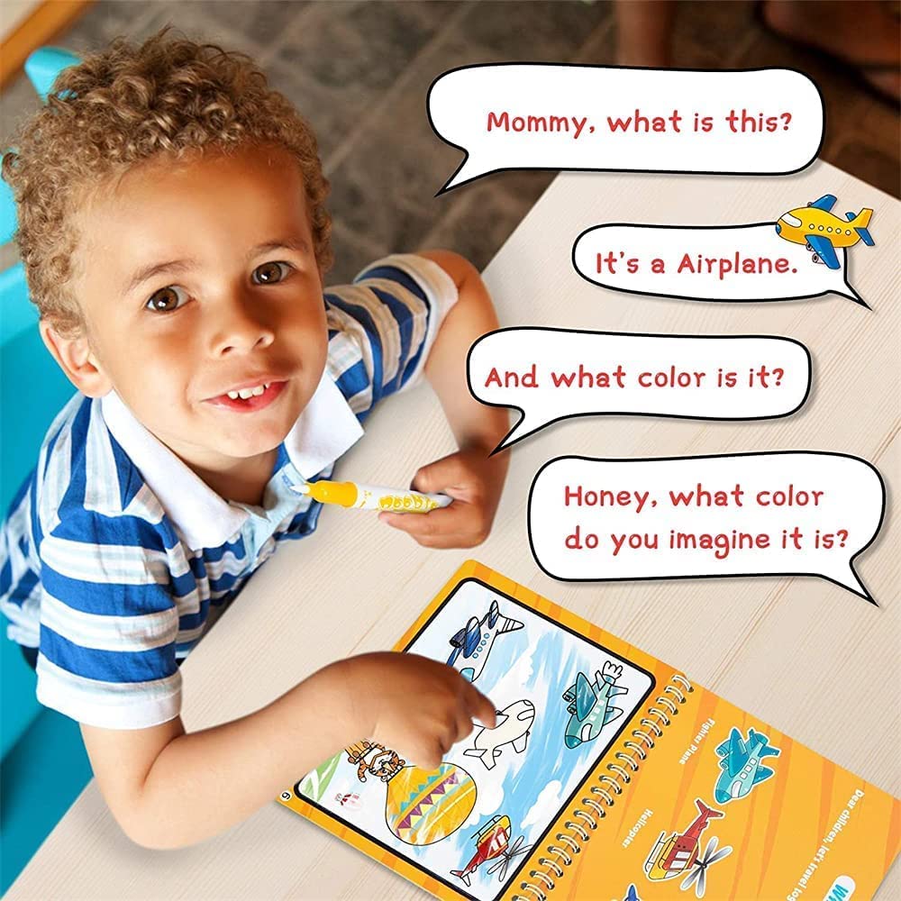 Magic Water Book, Water Drawing Book, Reusable Books with Pen for Kids