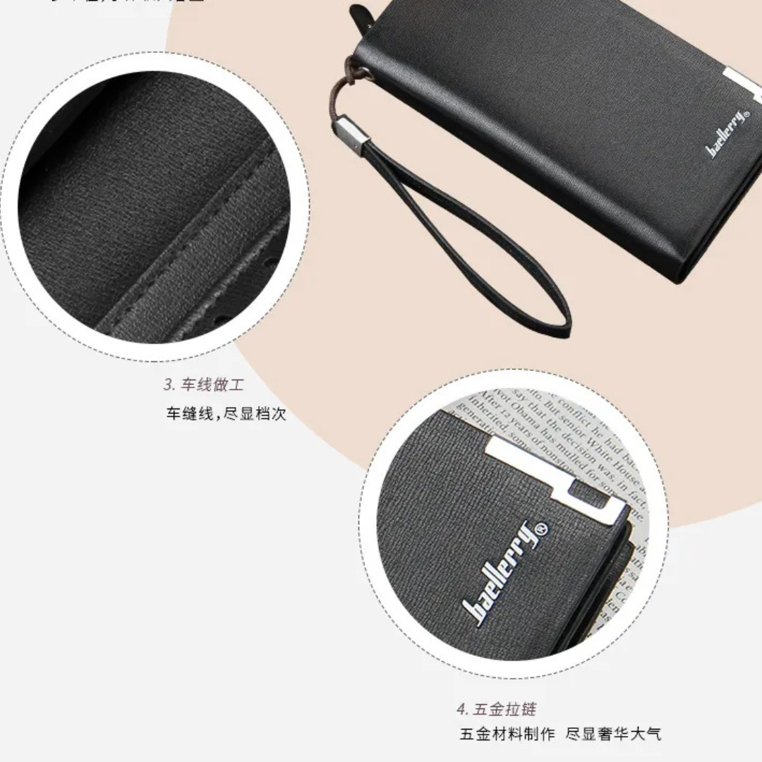 Men’s Long Wallet Slim Leather Long Purse - Ultra Slim and Business Luxurious
