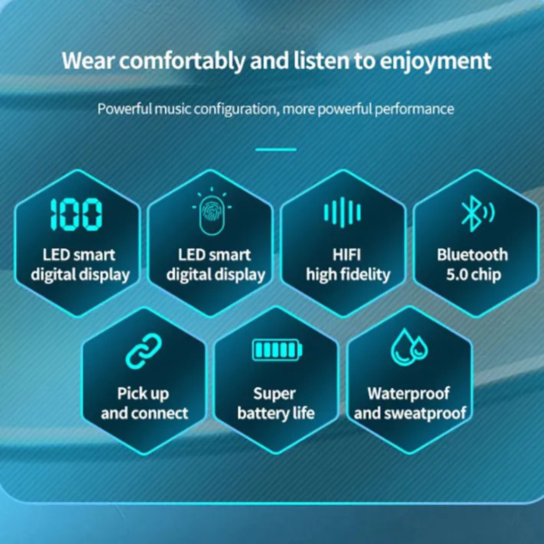 HLstar® A7 Air buds TWS Wireless Headphones 5.0 Bluetooth Earphones 9D