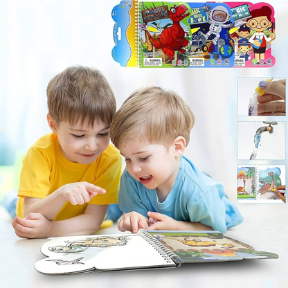 Magic Water Book, Water Drawing Book, Reusable Books with Pen for Kids