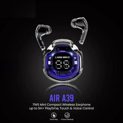Air39 Wireless Earbuds Crystal Clear Sound, Bluetooth 5.3, Transparent Case